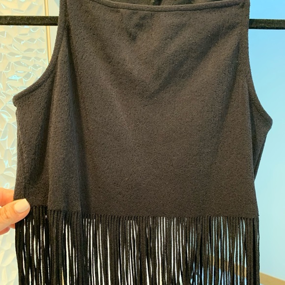 Arden B sexy fringe tank with square neckline. Small - Picture 4 of 4